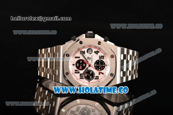 Audemars Piguet Royal Oak Offshore Panda Chrono Swiss Valjoux 7750 Automatic Steel Case/Bracelet with White Dial and Black Arabic Numeral Markers (NOOB) - Click Image to Close